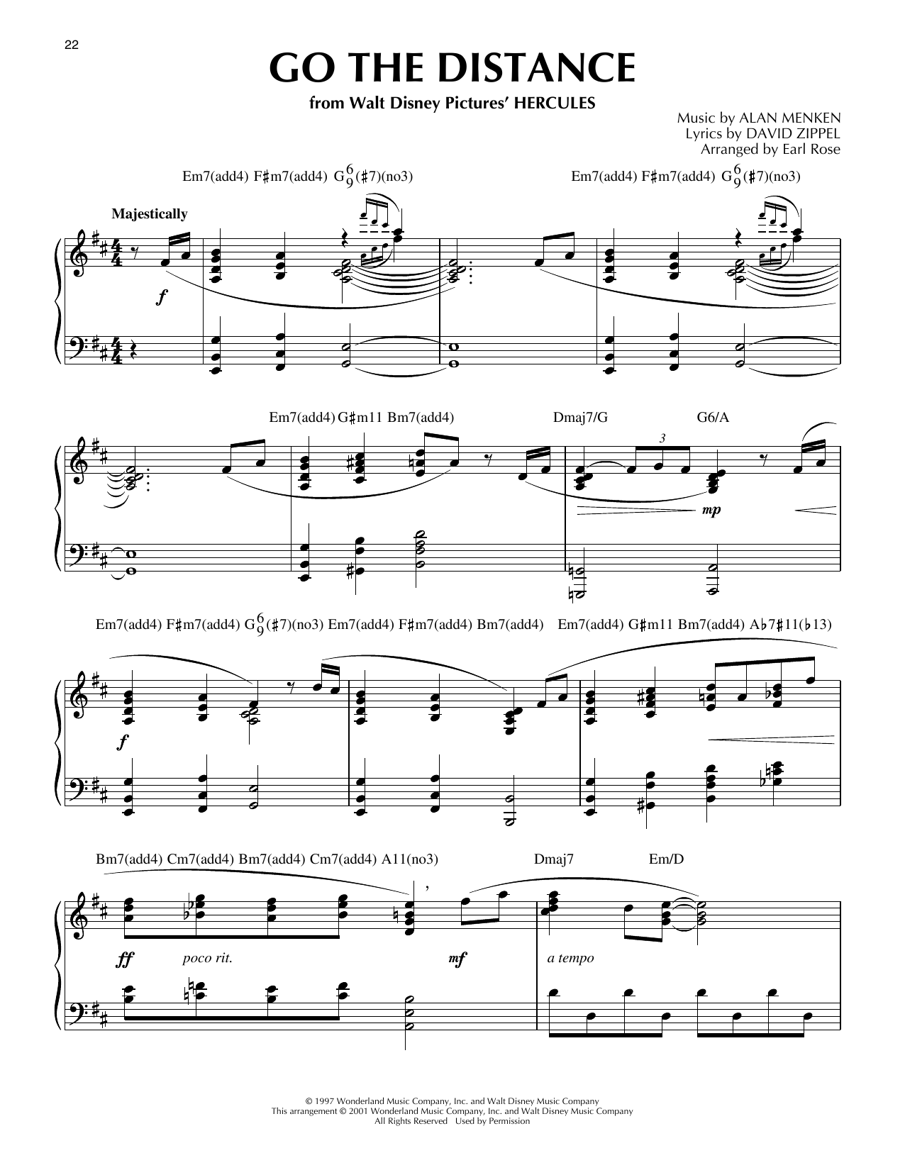 Produktgalerie: Seite 1 von 1 Go The Distance (from Hercules) (arr. Earl Rose), Michael Bolton, Klavier