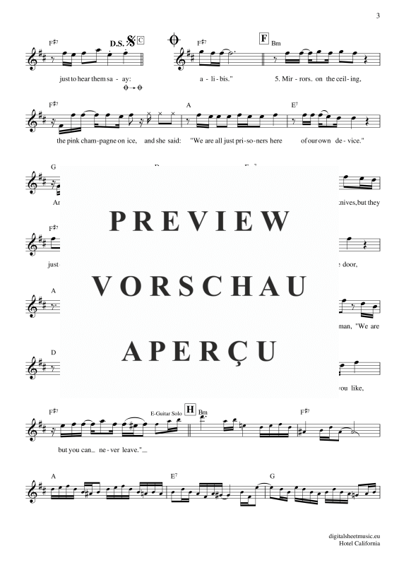 Product gallery: Page 4 of 5 Hotel California, Eagles, The, (Keyboard)