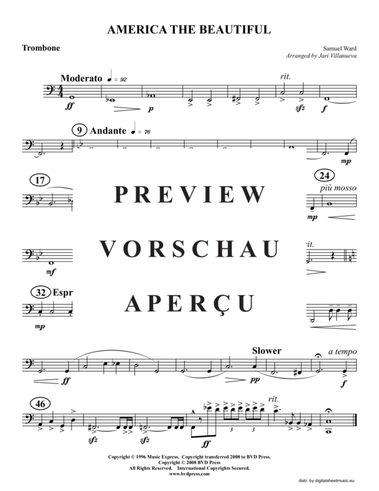 Produktgalerie: Seite 8 von 8 America the Beautiful, , (2xTrompete in B, Horn in F, Posaune)