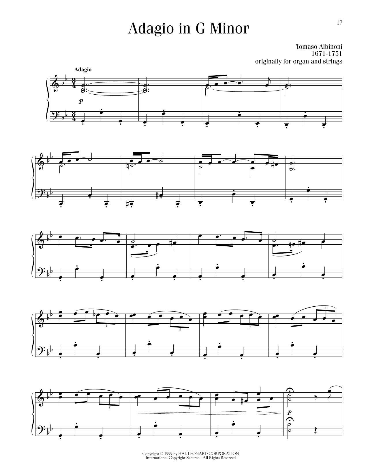 Produktbild zu: Adagio in G Minor