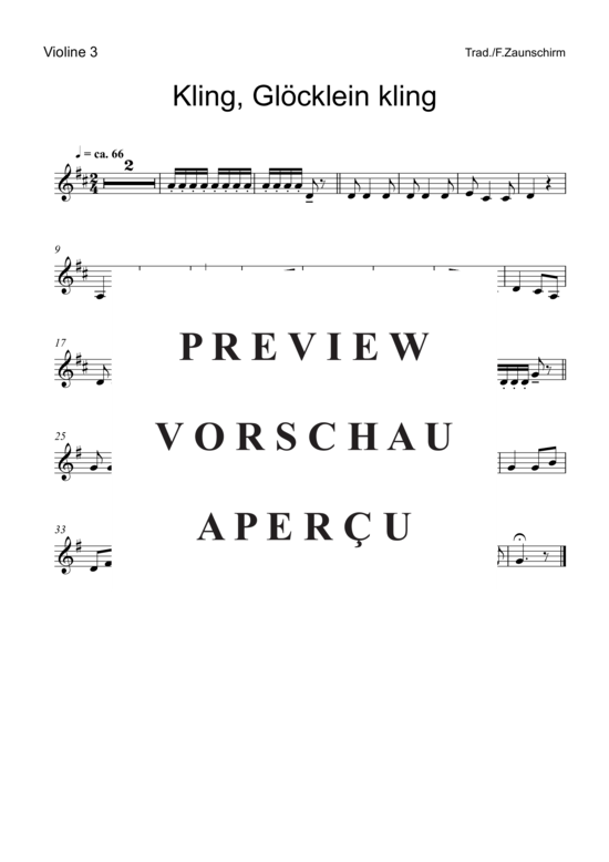 Product gallery: Page 5 of 6 Kling, Glöcklein kling , , (violin quartet)