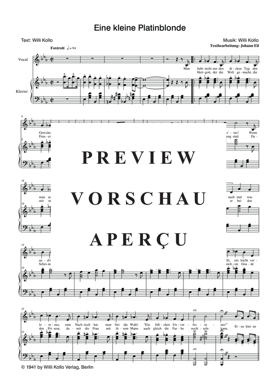 Produktgalerie: Seite 4 von 4 Eine kleine Platinblonde, 	, Klavier und Gesang