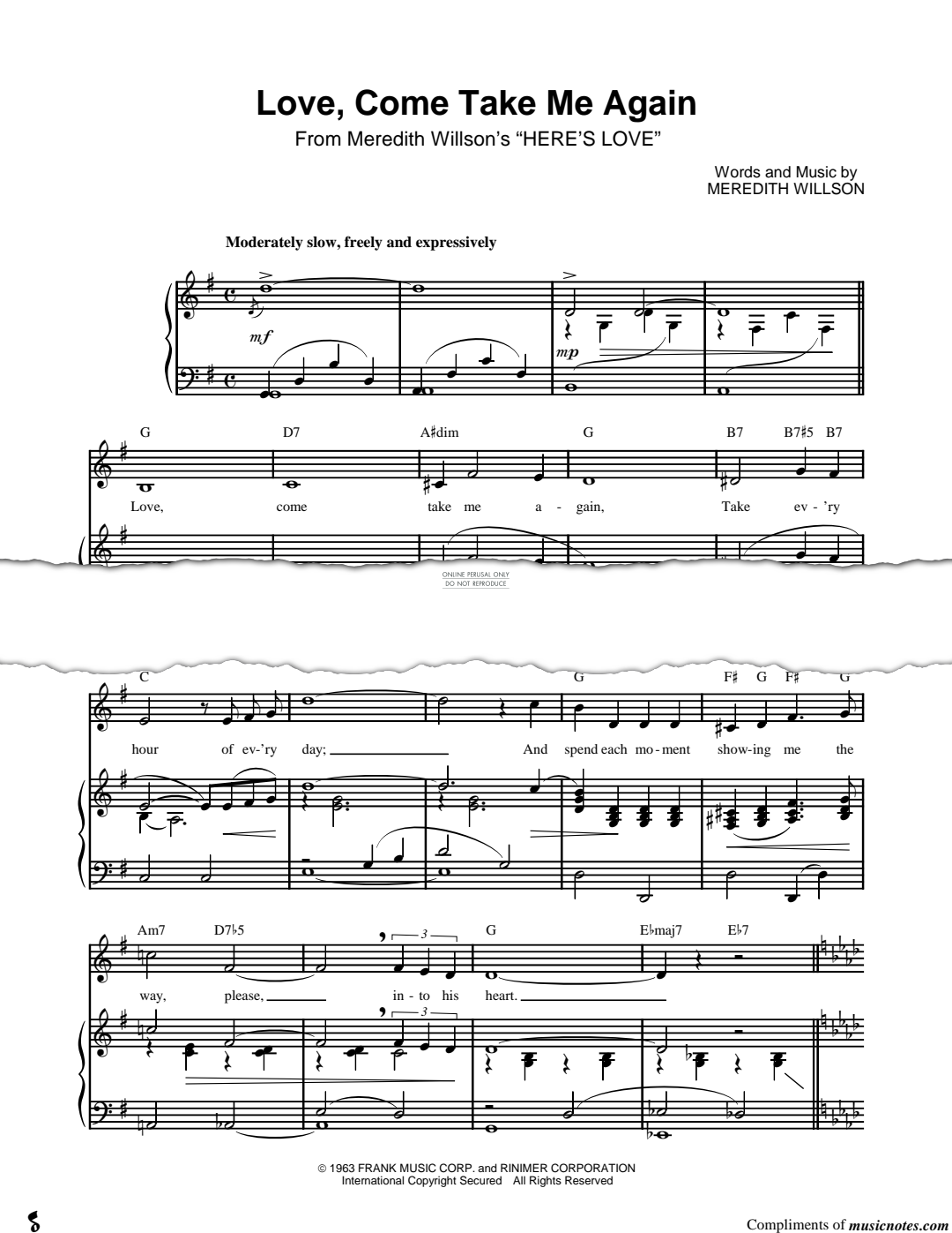 Produktgalerie: Seite 1 von 1 Love Come Take Me Again, Meredith Willson, Gesang, Klavier