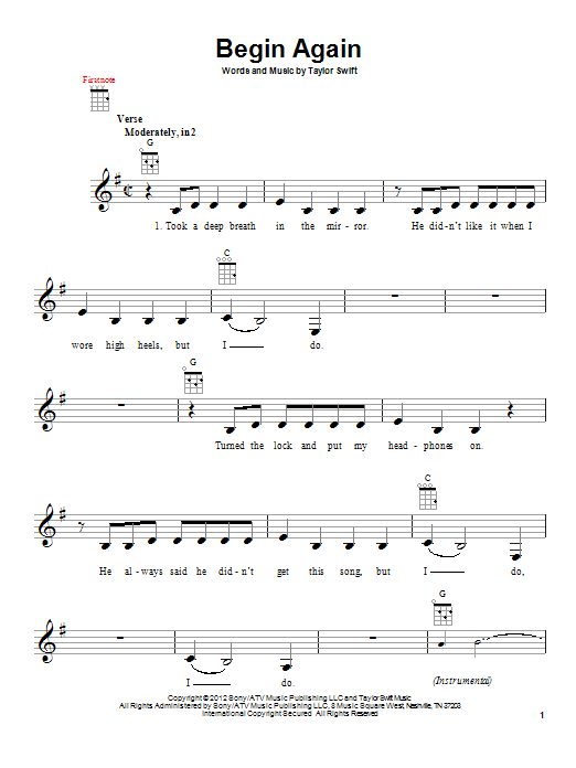 Product gallery: Page 1 of 1 Begin Again, Taylor Swift