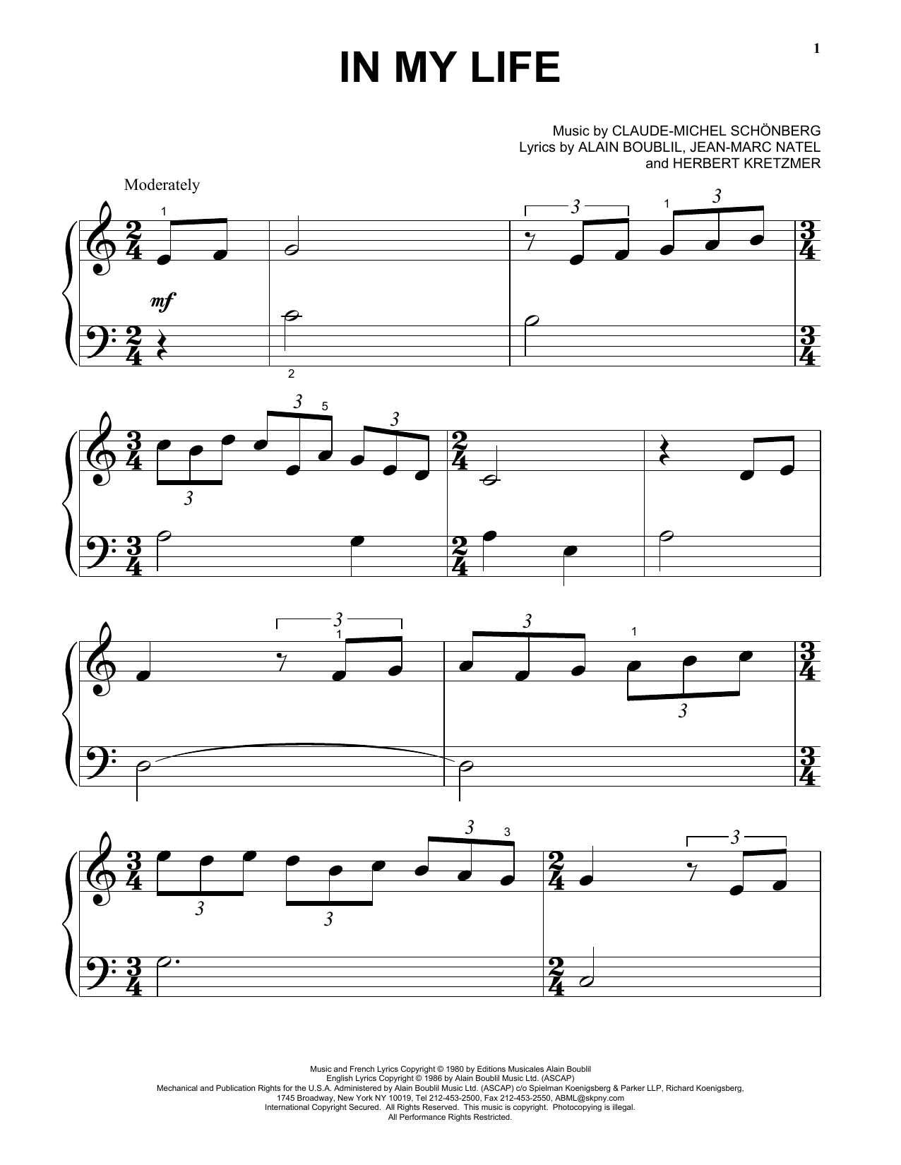 Produktgalerie: Seite 1 von 1 In My Life, Claude-Michel Schonberg, Klavier