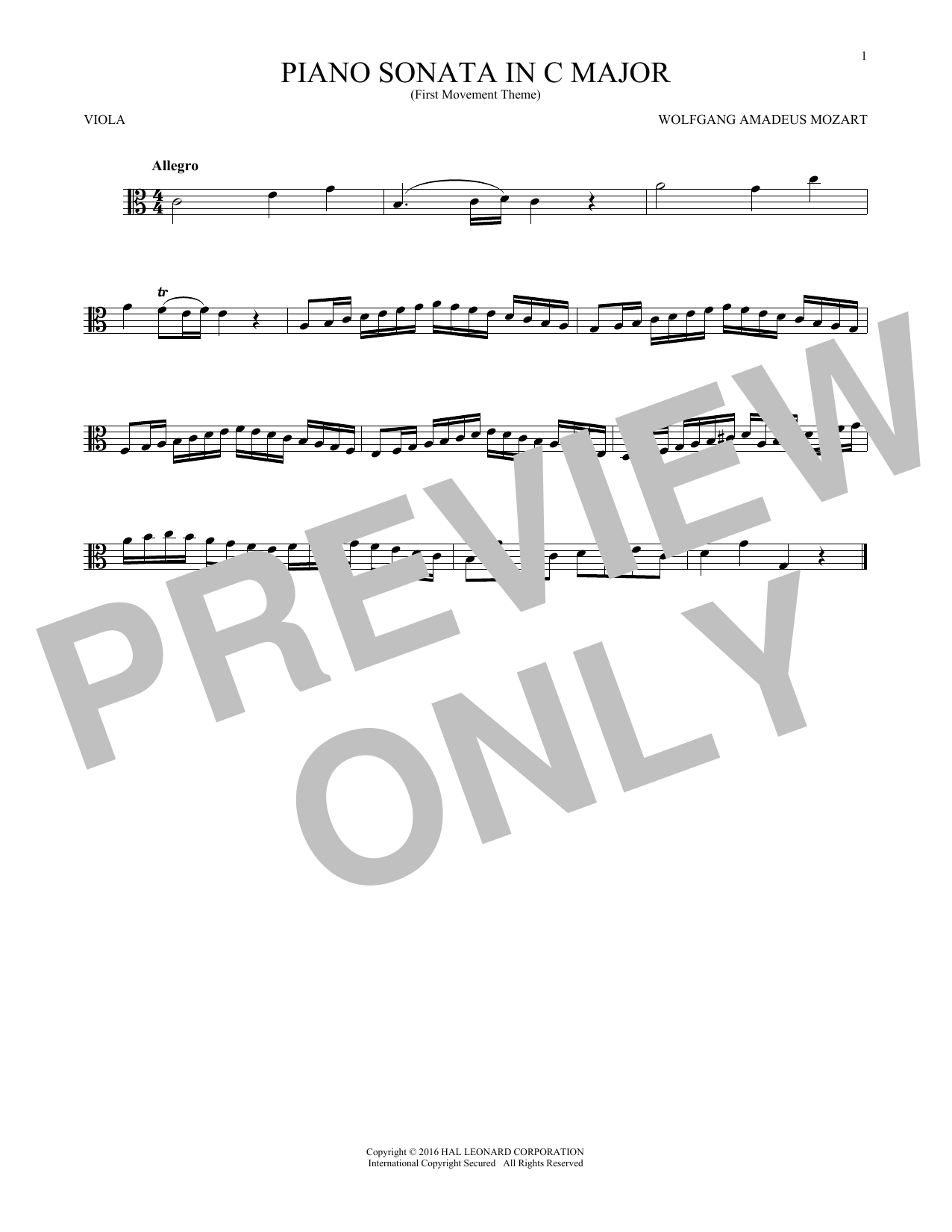 Product gallery: Page 1 of 1 Piano Sonata In C Major, Wolfgang Amadeus Mozart