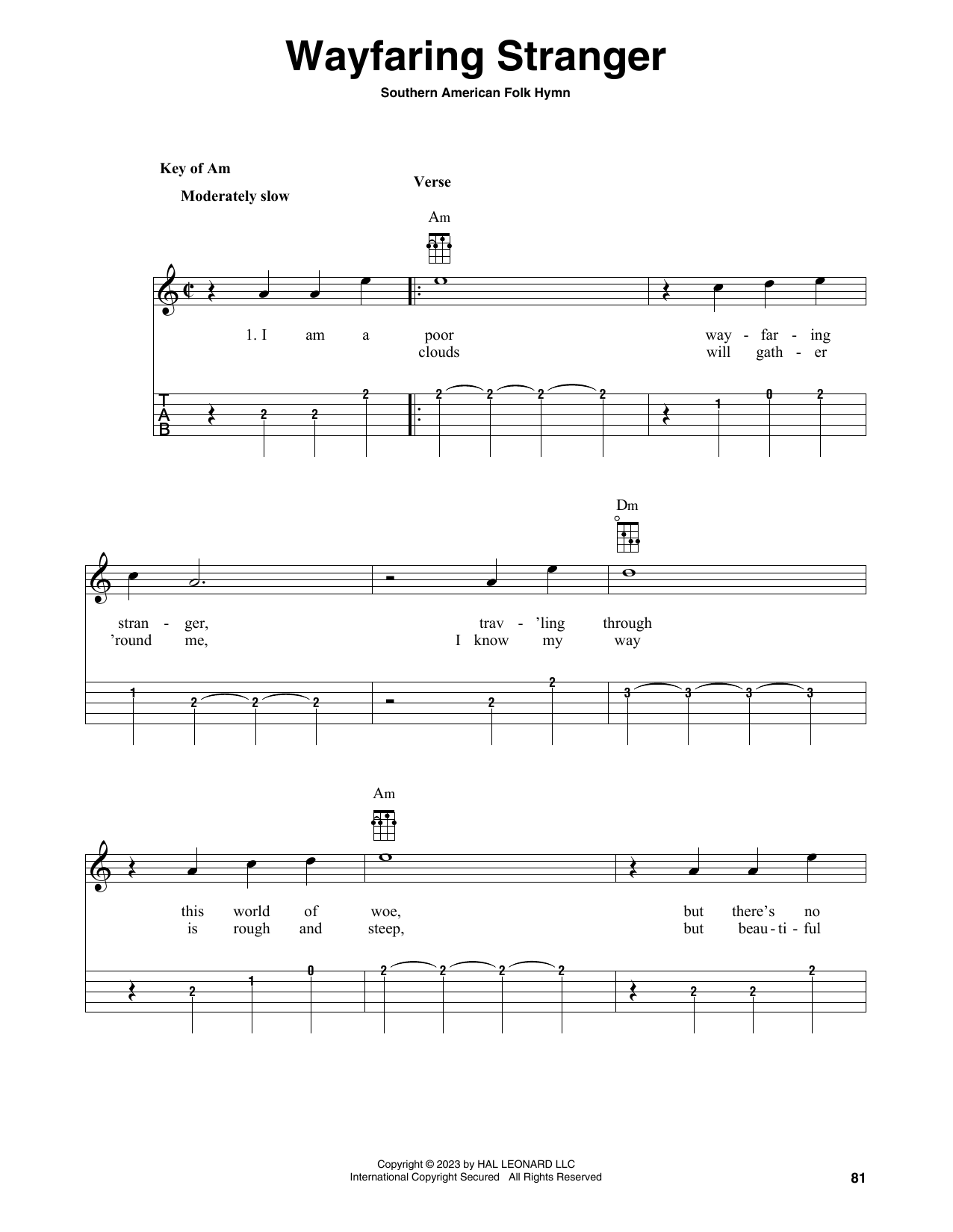 Produktgalerie: Seite 1 von 1 Wayfaring Stranger (arr. Fred Sokolow), Southern American Folk Hymn, Banjo