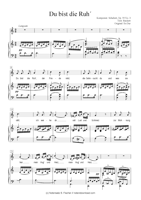 Product picture to: Du bist die Ruh  Schubert, Op. 59 No. 3