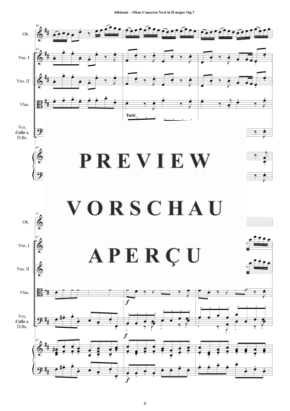 Product gallery: Page 9 of 11 Concerto No.6 in D-Dur Op.7, , Solo Oboe, String Ensemble, and Harpsichord (Basso Continuo)