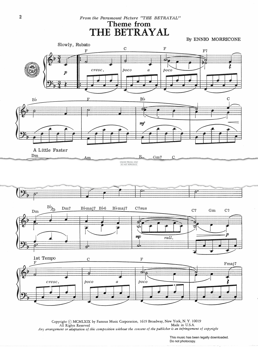 gallery: Theme from The Betrayal, Ennio Morricone, Gitarre, Klavier