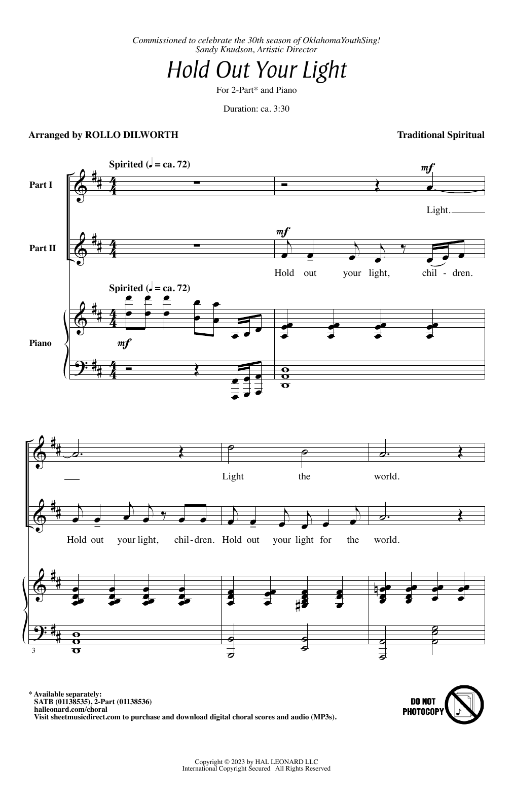 Product picture to: Hold Out Your Light (arr. Rollo Dilworth)