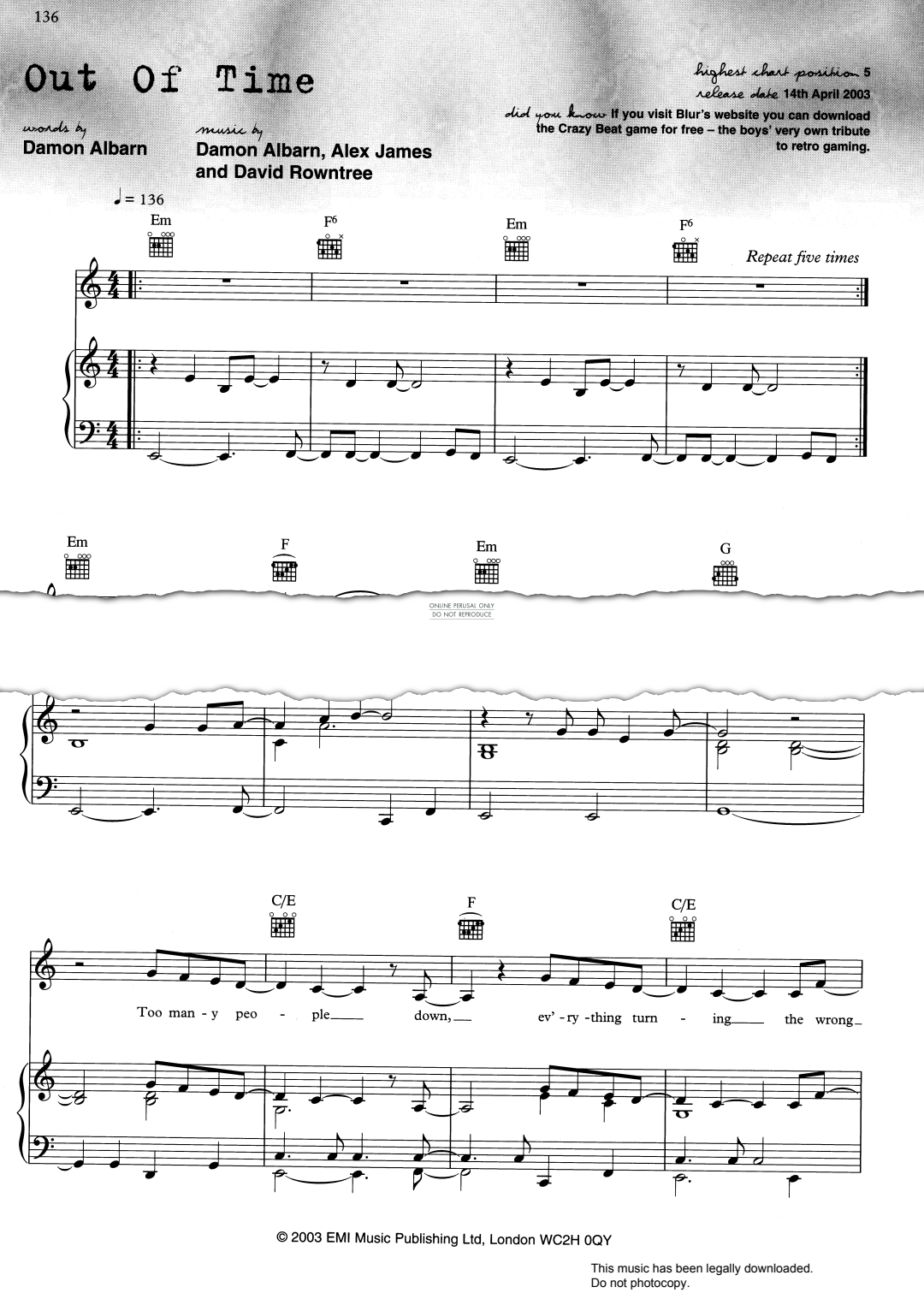 Product gallery: Page 1 of 1 Out Of Time, Blur