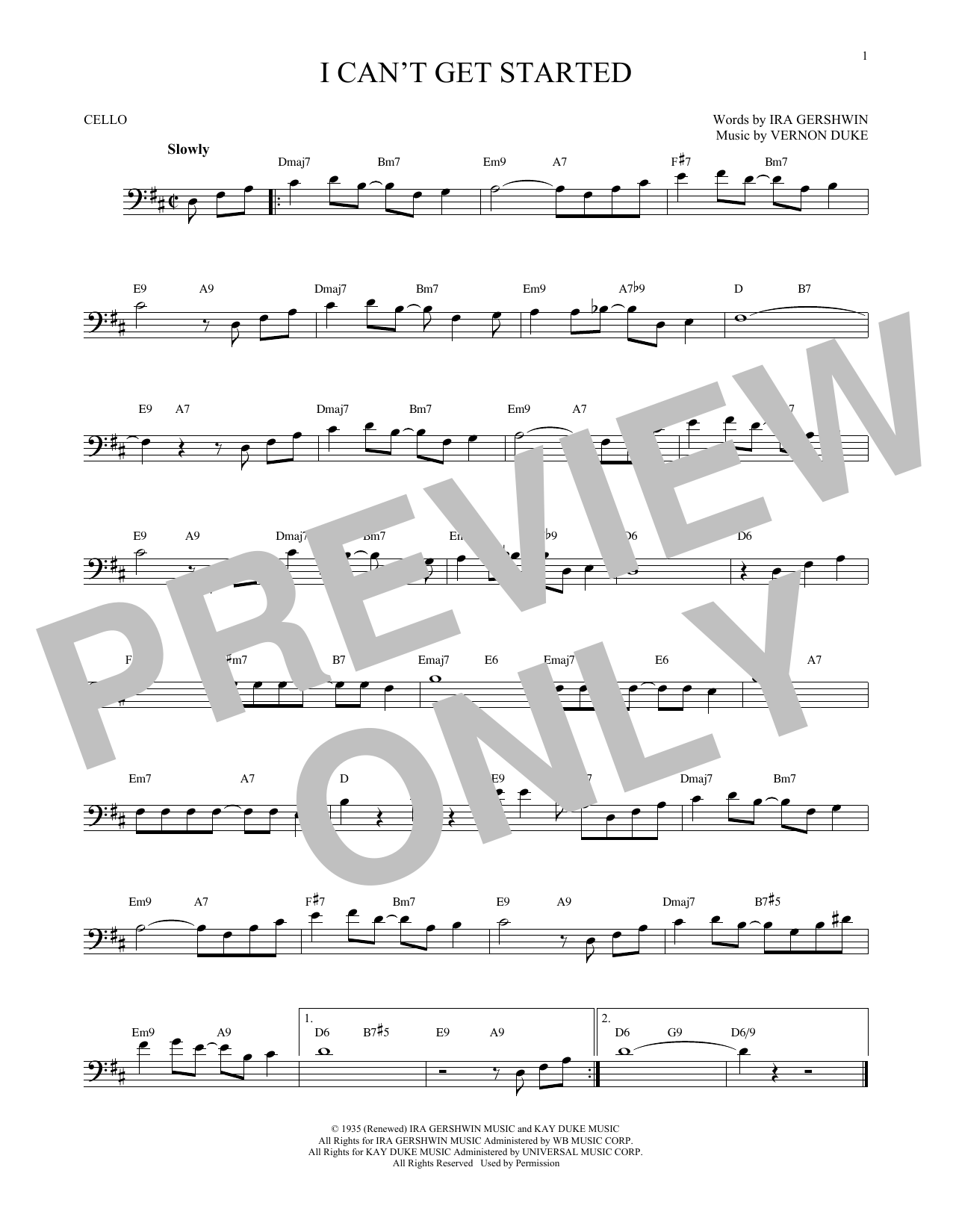 Produktgalerie: Seite 1 von 1 I Can't Get Started, Ira Gershwin, Violoncello