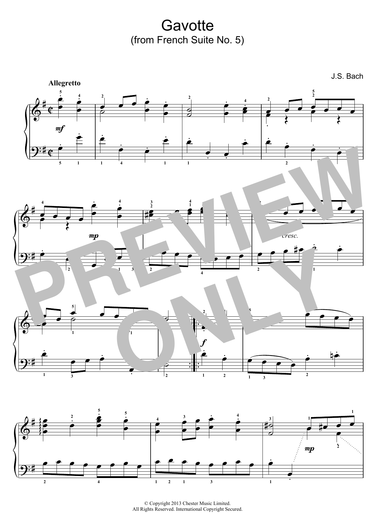 Produktgalerie: Seite 1 von 1 Gavotte (from French Suite No. 5), Johann Sebastian Bach, Klavier