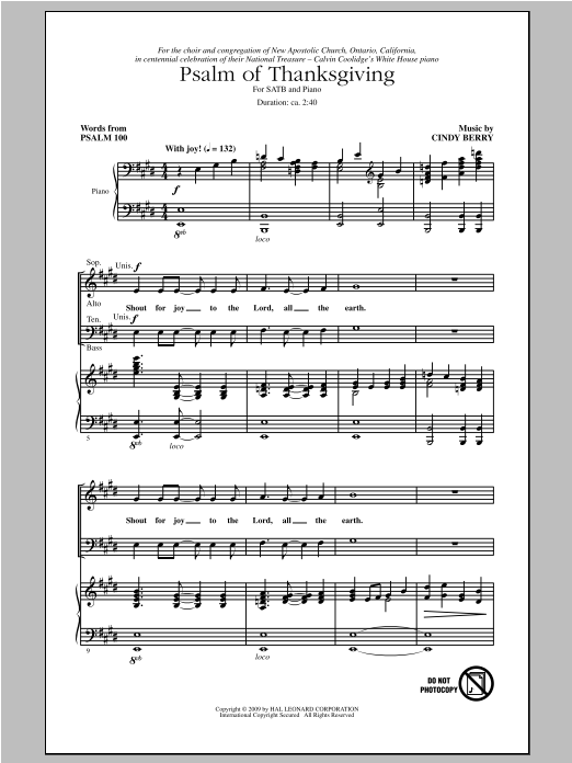 Produktbild zu: Psalm Of Thanksgiving