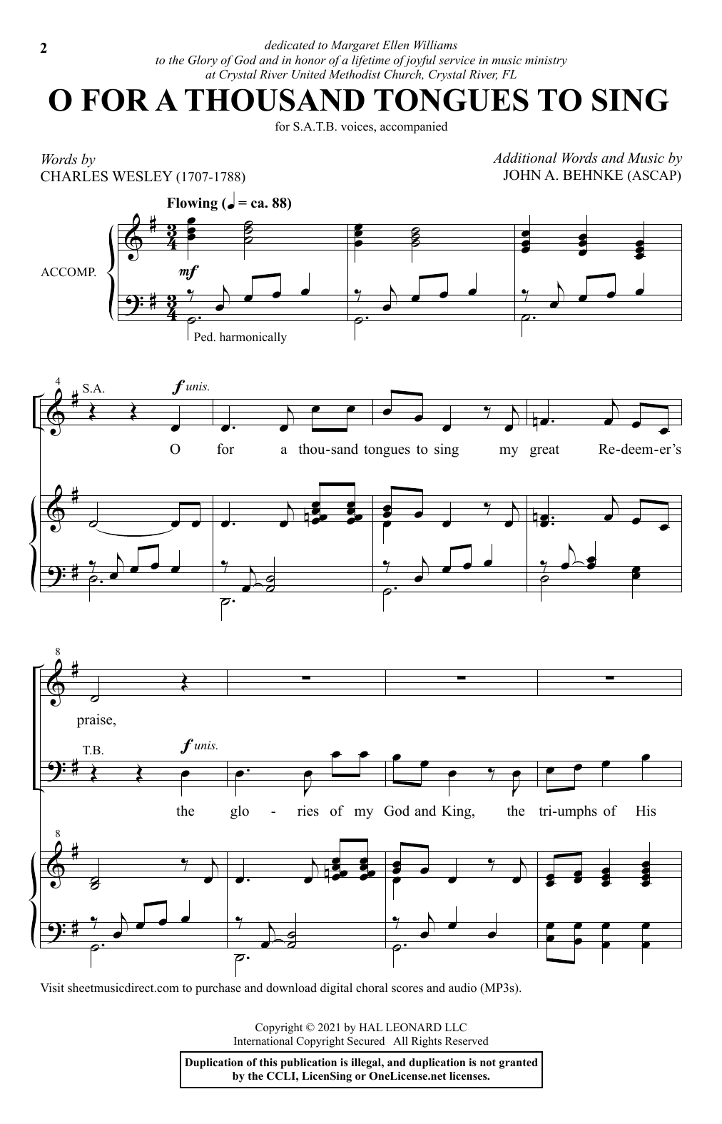 Produktbild zu: O For A Thousand Tongues To Sing