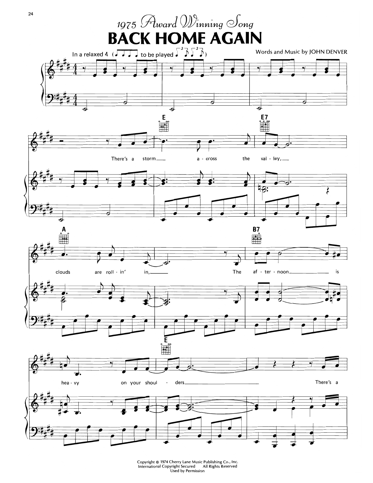Produktgalerie: Seite 1 von 1 Back Home Again, John Denver, Gesang, Gitarre, Klavier