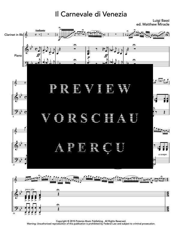 Product gallery: Page 5 of 11 Il Carnevale di Venezia, , (clarinet and piano)