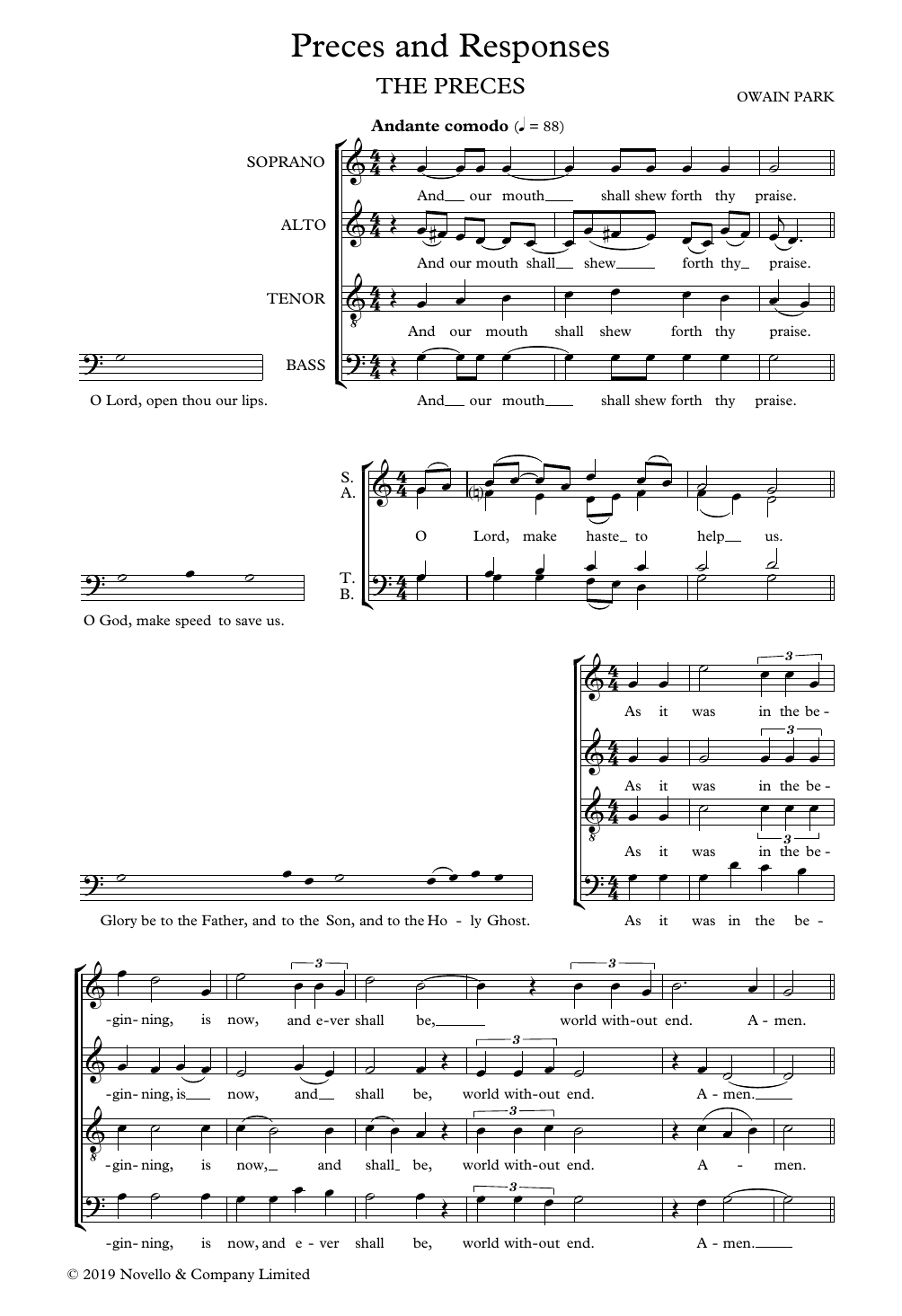 Produktbild zu:  Preces and Responses - Owain Park