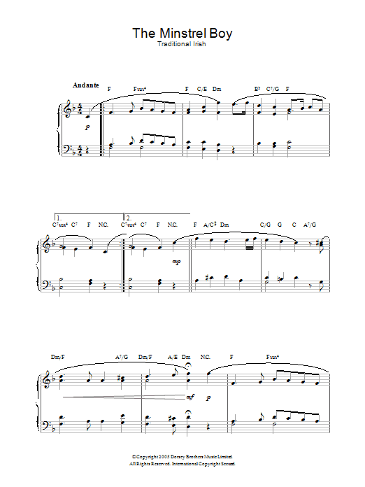 Product gallery: Page 1 of 1 The Minstrel Boy, Traditional