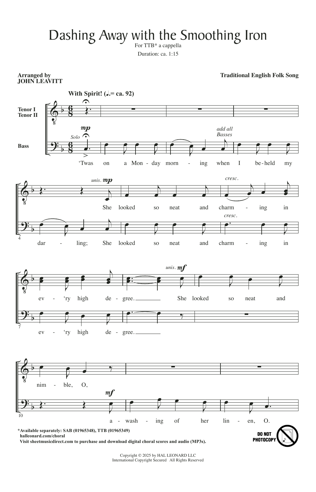 Produktgalerie: Seite 1 von 1 Dashing Away With The Smoothing Iron (arr. John Leavitt), Traditional English Folk Song, Chor