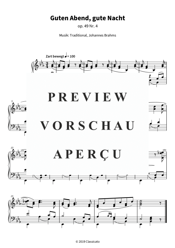 gallery: Guten Abend, gute Nacht (Wiegenlied) - op. 49 Nr. 4, , Klavier Solo