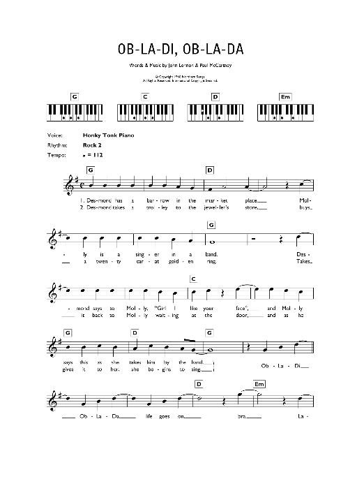 Produktgalerie: Seite 1 von 1 Ob-La-Di, Ob-La-Da, The Beatles, Klavier