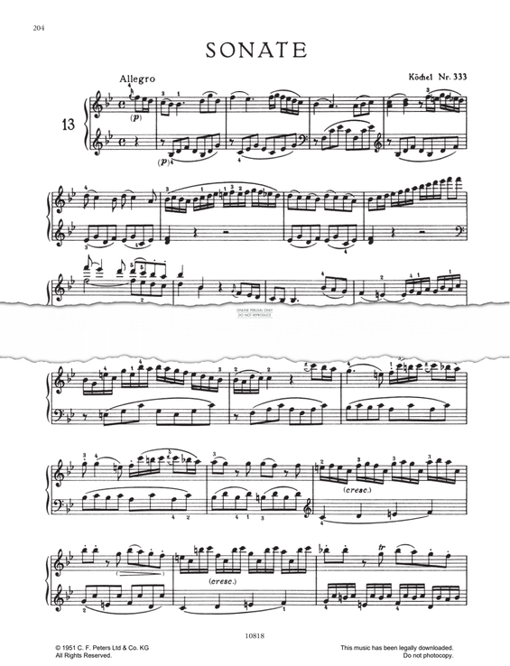 Produktgalerie: Seite 1 von 1 Piano Sonata No. 13 In Bb Major K333, Wolfgang Amadeus Mozart, Klavier