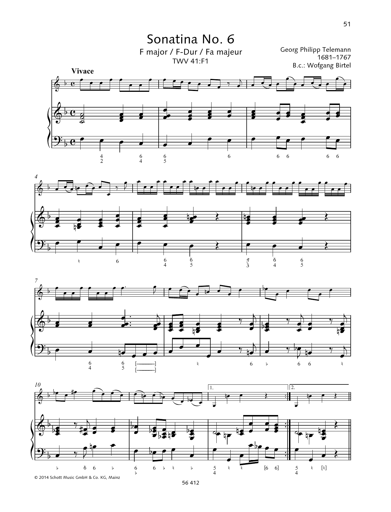Product gallery: Page 1 of 1 Sonatina No. 6 F major, Georg Philipp Telemann