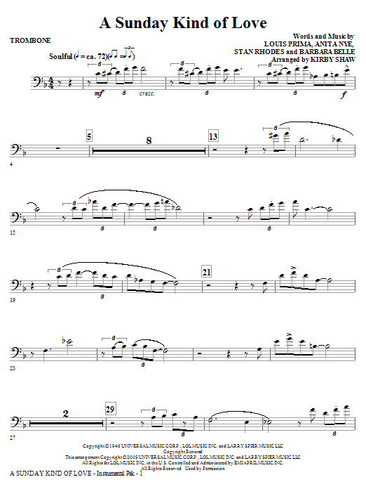 Product picture to: A Sunday Kind of Love - Trombone