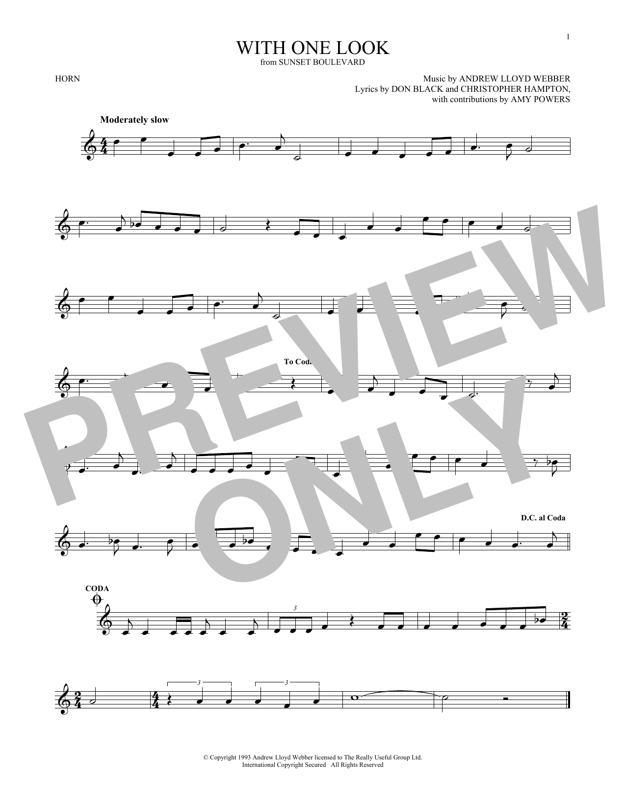 Produktgalerie: Seite 1 von 1 With One Look, Andrew Lloyd Webber, Horn