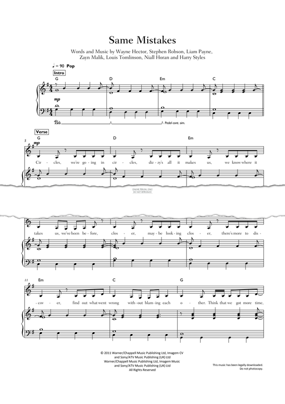 Produktgalerie: Seite 1 von 1 Same Mistakes, One Direction, Gesang, Klavier