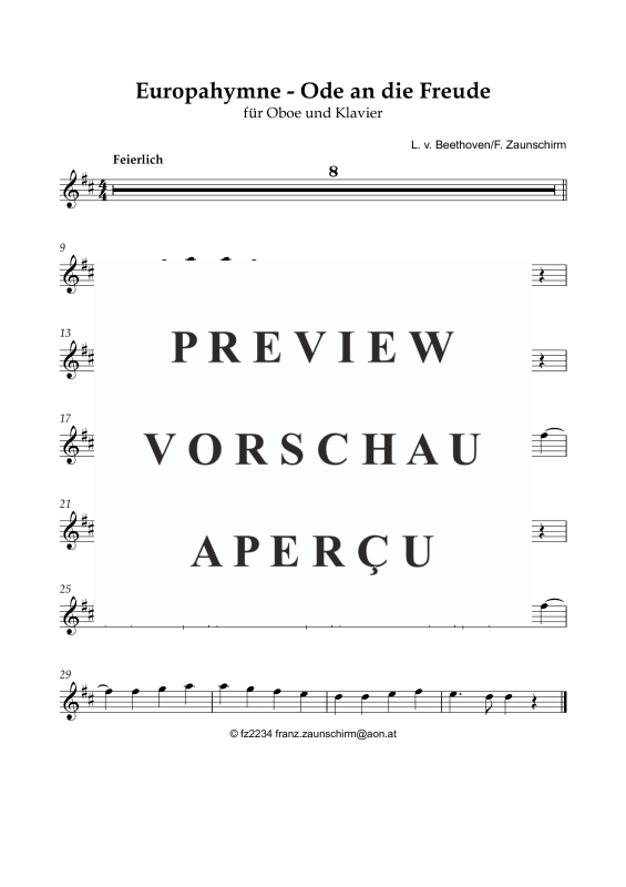 Product gallery: Page 5 of 8 Europhymne - Ode an die Freude, , Oboe and Piano