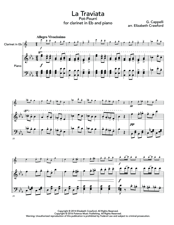 Product gallery: Page 1 of 11 La Traviata Pot-Pourri, , (clarinet in E flat and piano)