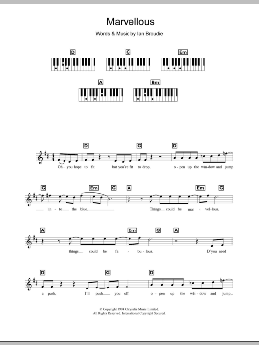 Produktgalerie: Seite 1 von 1 Marvellous, The Lightning Seeds, Klavier