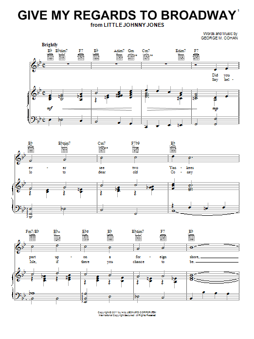 Produktgalerie: Seite 1 von 1 Give My Regards To Broadway, Showtune, Gesang, Gitarre, Klavier