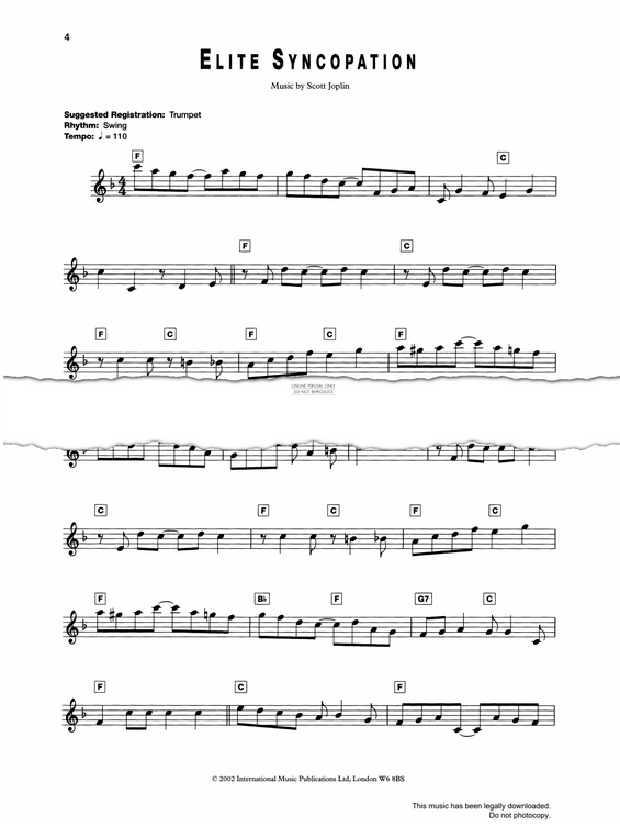 Produktgalerie: Seite 1 von 1 Elite Syncopations, Scott Joplin, Gitarre, Keyboard