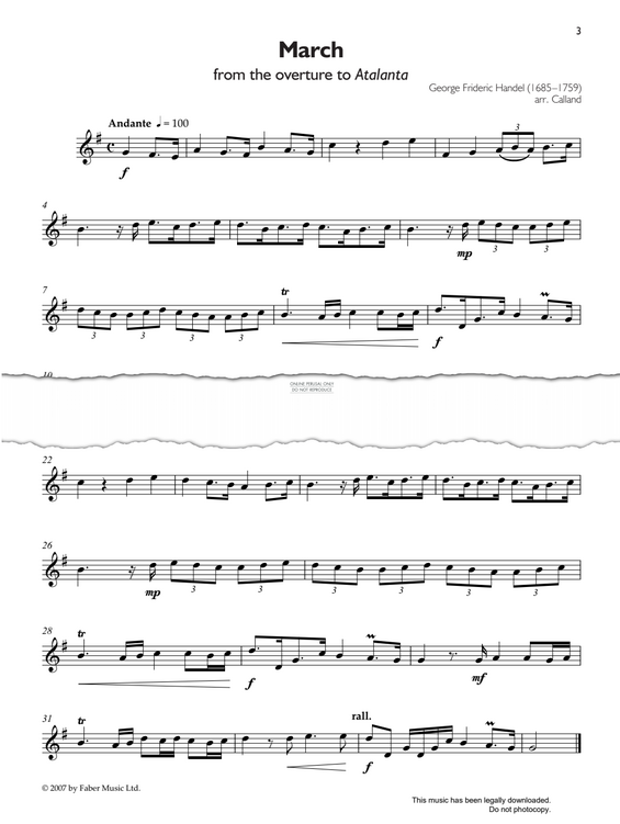 Produktgalerie: Seite 1 von 1 March (from 'Atalanta'), George Frideric Handel, Klavier, Trompete