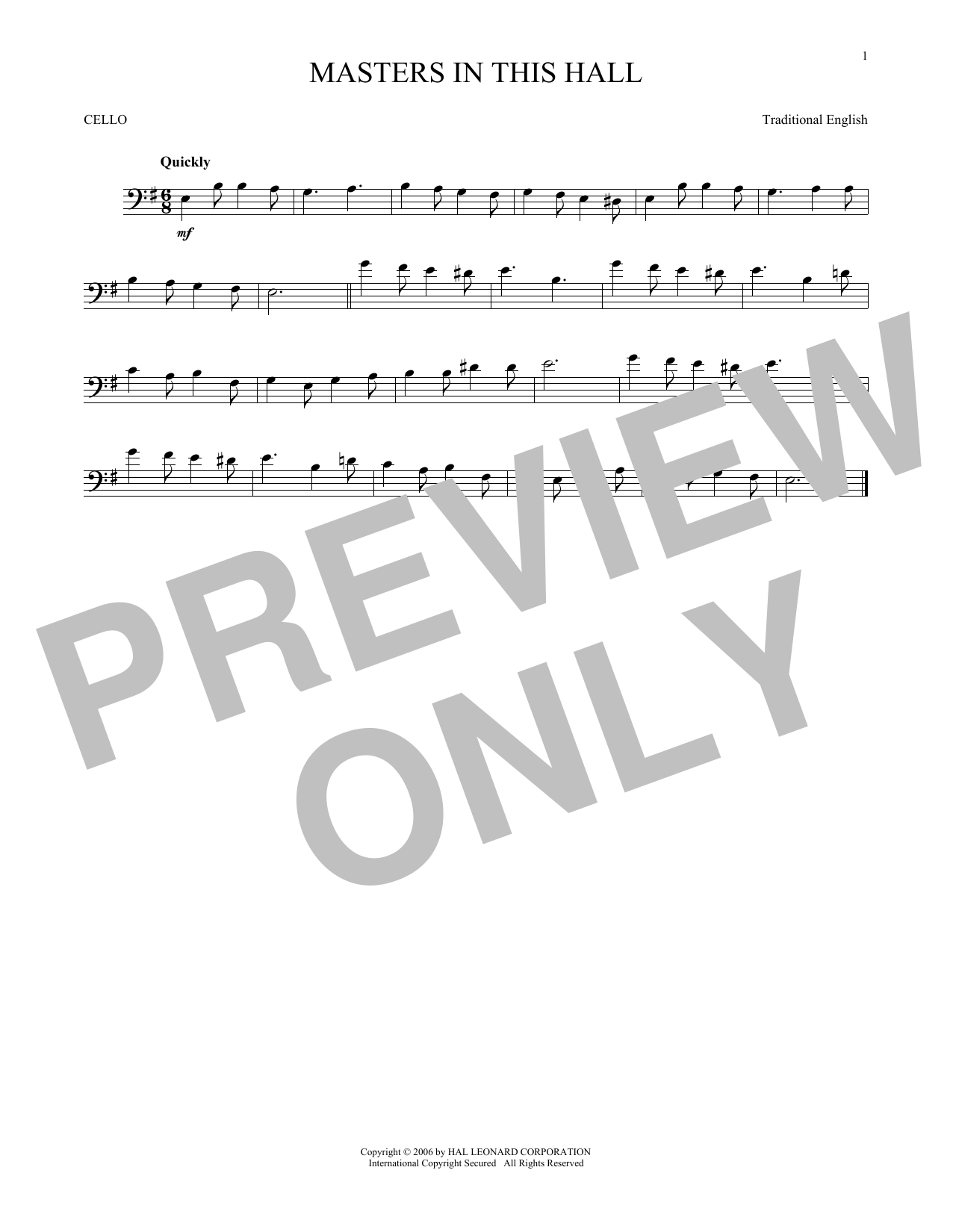 Produktgalerie: Seite 1 von 1 Masters In This Hall, Traditional English, Violoncello