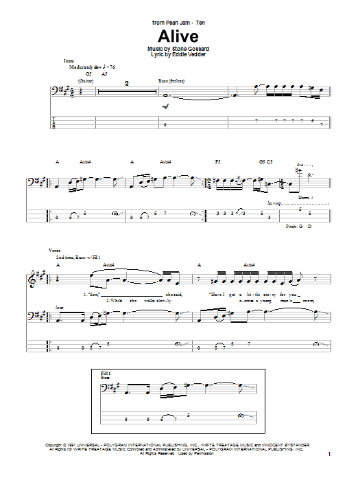 Produktgalerie: Seite 1 von 1 Alive, Pearl Jam, E-Bass