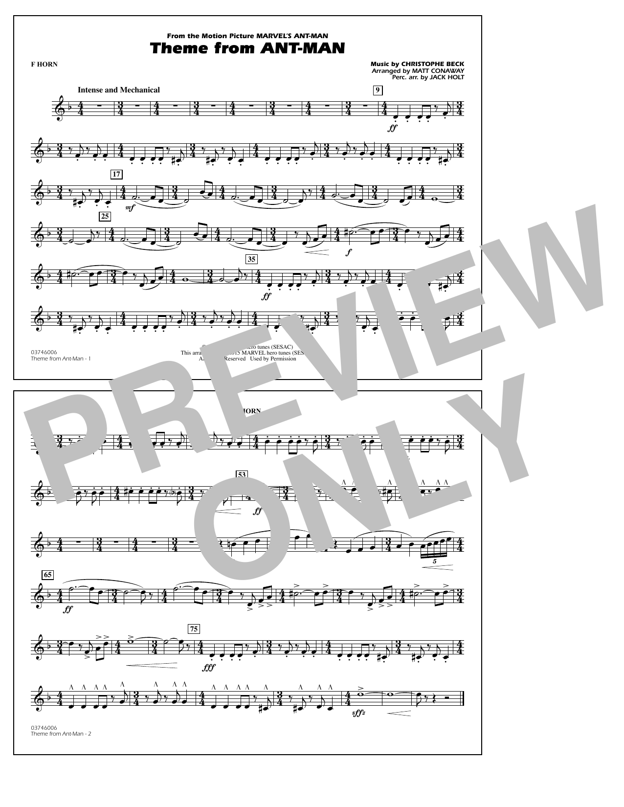 Product picture to: Theme from Ant-Man (Arr. Matt Conaway) - F Horn