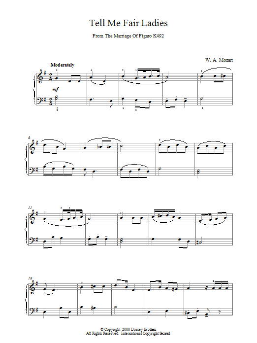 Product gallery: Page 1 of 1 Tell Me Fair Ladies, Wolfgang Amadeus Mozart