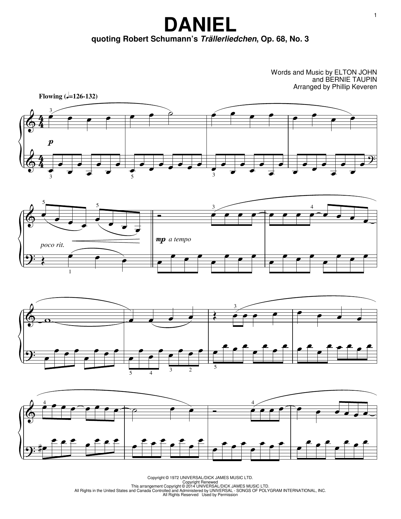 Produktbild zu: Daniel [Classical version] (arr. Phillip Keveren)