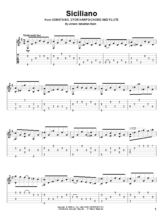 Produktgalerie: Seite 1 von 1 Siciliano, Johann Sebastian Bach, Gitarre