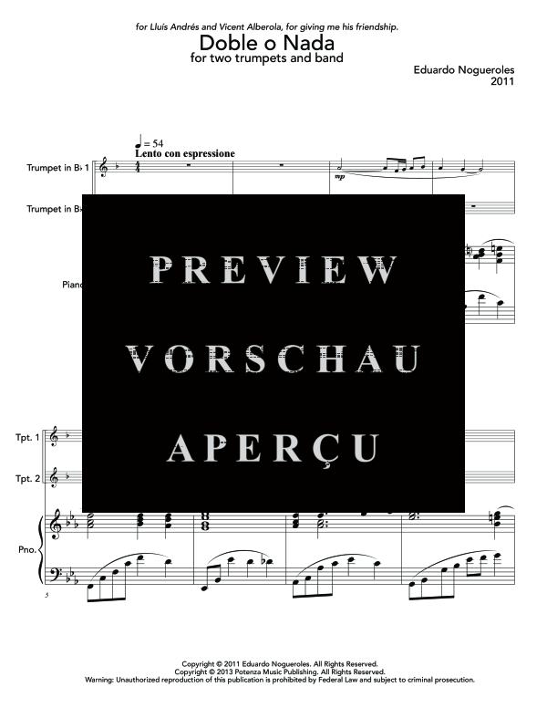 Produktgalerie: Seite 5 von 11 Doble o Nada, , (Trio 2x Trompete in B und Klavier)