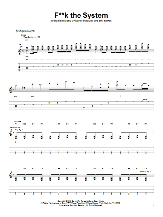 Produktgalerie: Seite 1 von 1 F**k The System, System Of A Down, Gitarre
