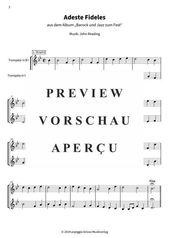 Produktgalerie: Seite 5 von 8 Adeste Fideles - aus dem Album Barock und Jazz zum Fest, , (Trompeten Duett)