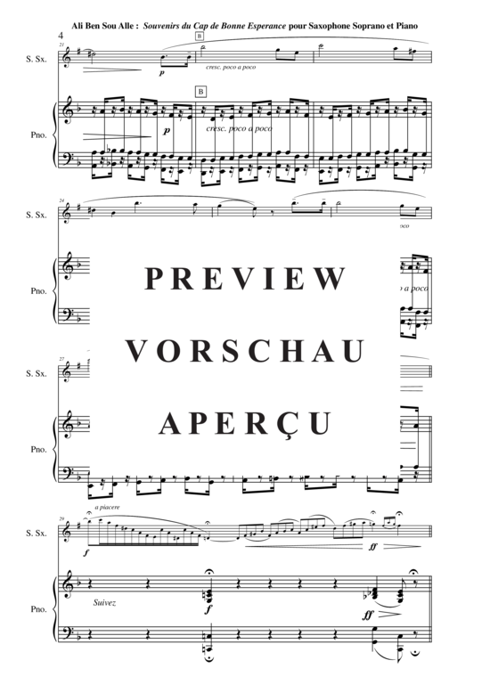 Product gallery: Page 5 of 21 Souvenir du Cap Bonne Espérance , , (soprano saxophone + piano)