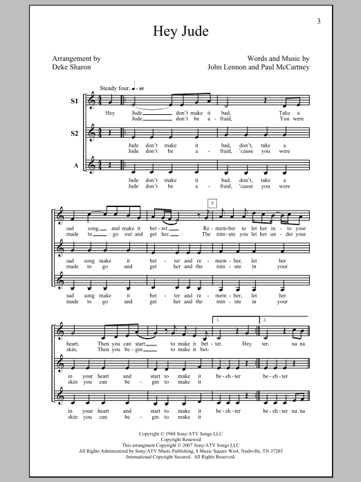 Product gallery: Page 1 of 1 Hey Jude (arr. Deke Sharon), The Beatles