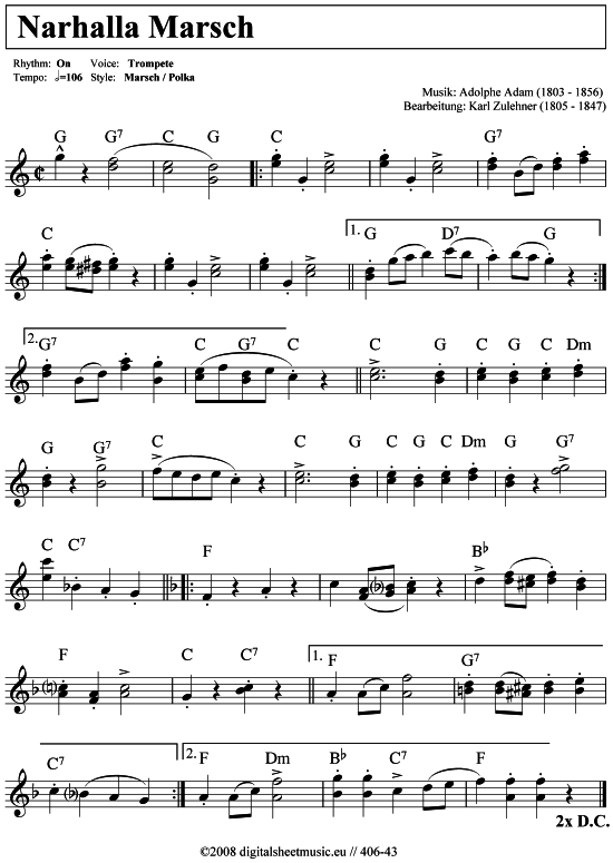 Product picture to: Narhalla Marsch Adolphe Adam / Karl Zulehner